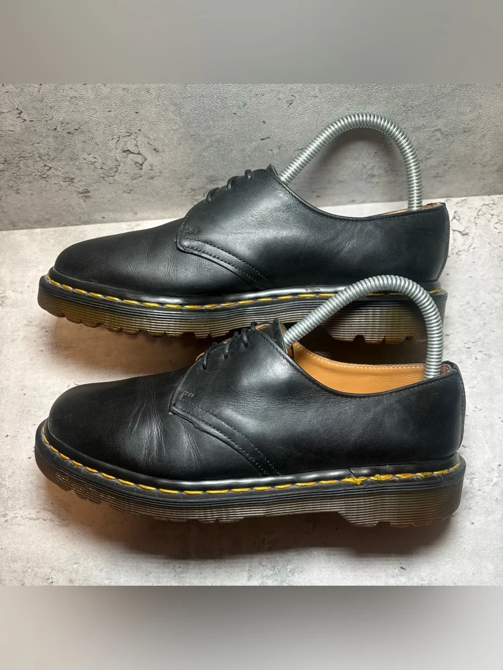 Vtg Doc Dr Martens 1461 Made in England Black Chunky Leather Oxfords Womens 7